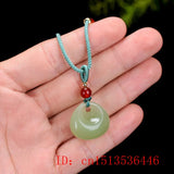Hetian Jade Ruyi Pendant Double Sided Carved Buddhism Women Jadeite Jewelry