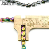 6x8mm Hexagon Barrel Rainbow Beads 5pcs