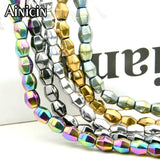 6x8mm Hexagon Barrel Rainbow Beads 5pcs