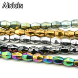 6x8mm Hexagon Barrel Rainbow Beads 5pcs