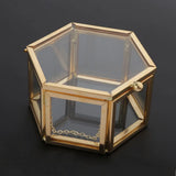 Hexagon Glass Jewelry Box Wedding Ring Organizer Showcase Container