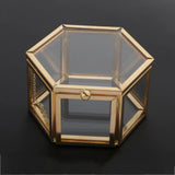 Hexagon Glass Jewelry Box Wedding Ring Organizer Container