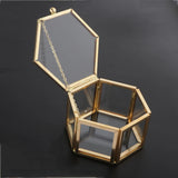 Hexagon Glass Jewelry Box Wedding Ring Organizer Container