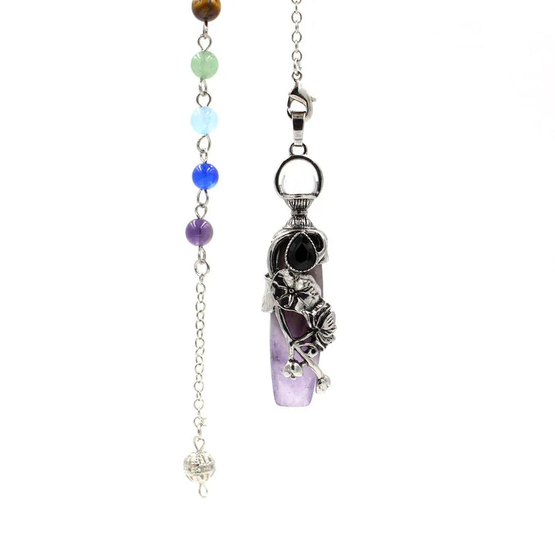Hexagon Quartz Pendant Dowsing 7 Chakra Healing Pendulum