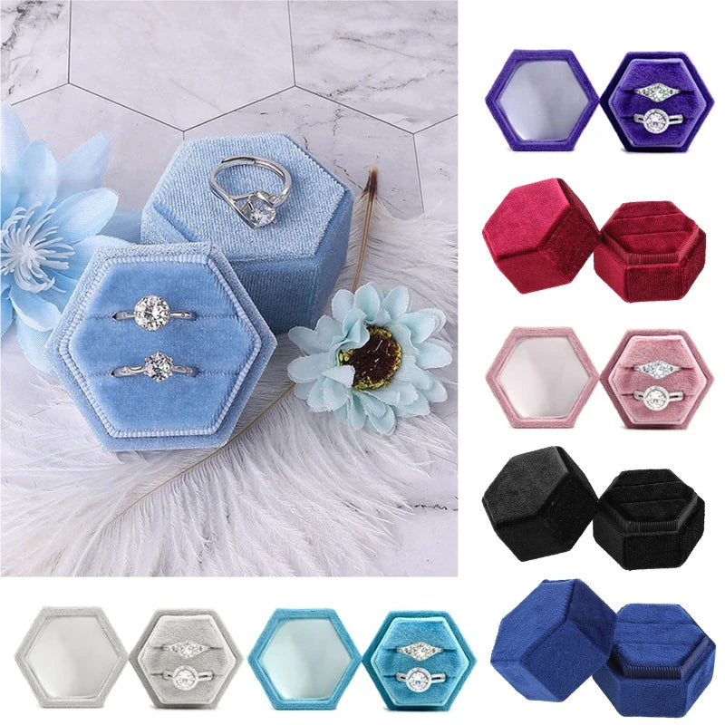 Vintage Double Ring Box with Detachable Lid for Wedding Proposal