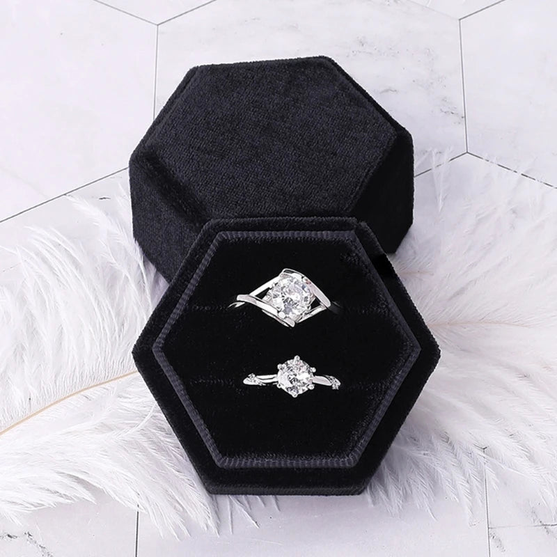 Vintage Double Ring Box with Detachable Lid for Wedding Proposal