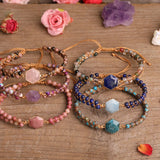 Hexagon Rose Quartz Wrap Bracelet Crystal Charm Jewelry