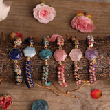 Hexagon Rose Quartz Wrap Bracelet Crystal Charm Jewelry