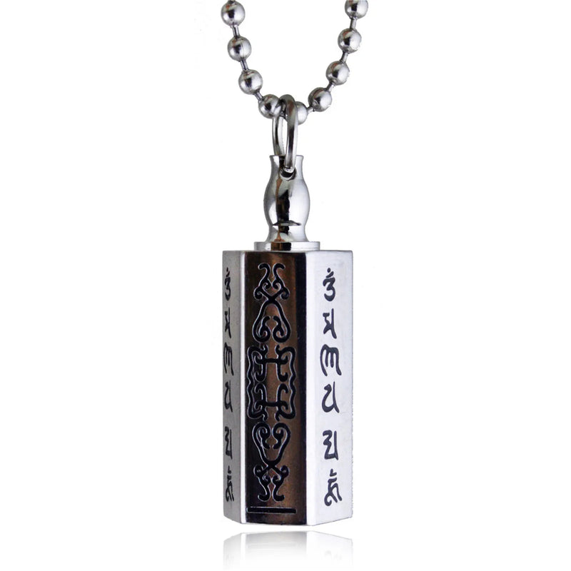 Hexagon Shape Sanskrit Pendant Urns for Ashes Cremation Jewelry