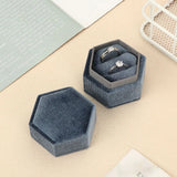 Hexagon Shape Velvet Jewelry Box Ring Storage Box