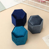 Hexagon Shape Velvet Jewelry Box Ring Storage Box