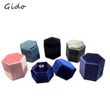 Hexagon Shape Velvet Jewelry Box Double Ring Storage Box Woman Gift Earrings Pac