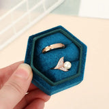 Hexagon Shape Velvet Jewelry Box Ring Storage Box