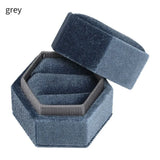 Hexagon Shape Velvet Jewelry Box Ring Storage Box