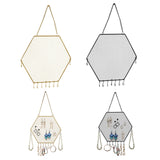Hexagon Metal Grid Wall Shelf Earring Organizer Jewelry Holder