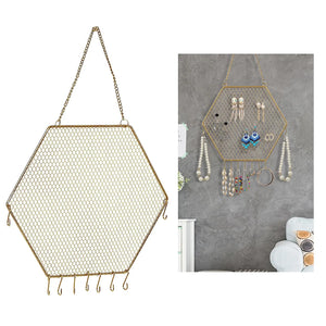 Metal Grid Wall Shelf Earring Organizer Jewelry Holder