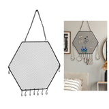 Hexagon Metal Grid Wall Shelf Earring Organizer Jewelry Holder