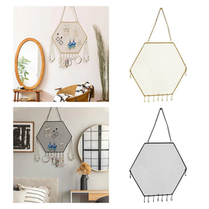 Metal Grid Wall Shelf Earring Organizer Jewelry Holder