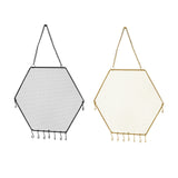 Hexagon Metal Grid Wall Shelf Earring Organizer Jewelry Holder