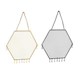 Hexagon Metal Grid Wall Shelf Earring Organizer Jewelry Holder