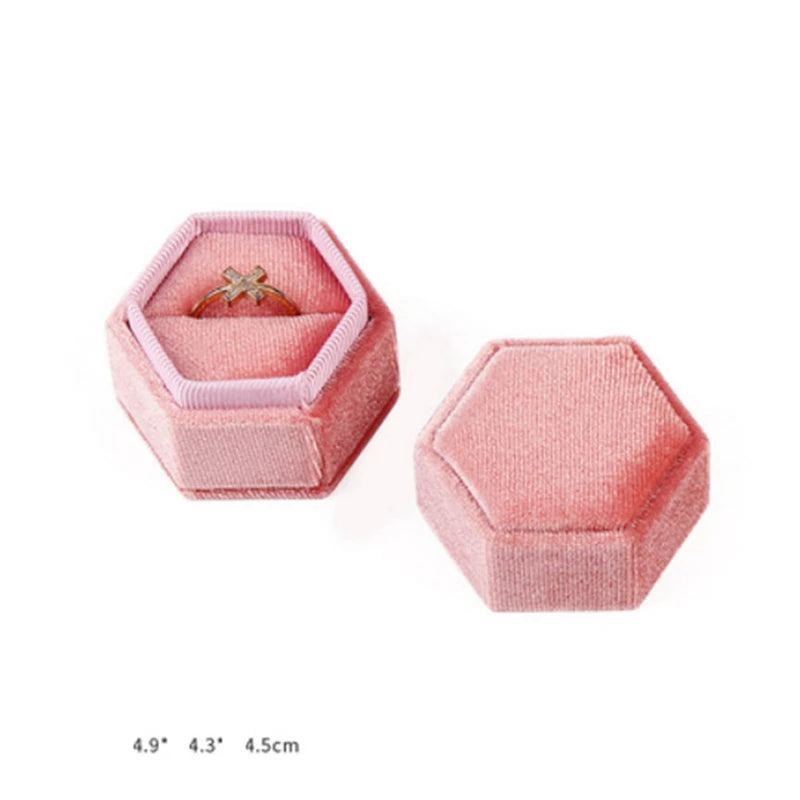 Velvet Jewelry Box Double Ring Storage Wedding Ring Display
