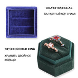 Velvet Jewelry Box Double Ring Storage Wedding Ring Display