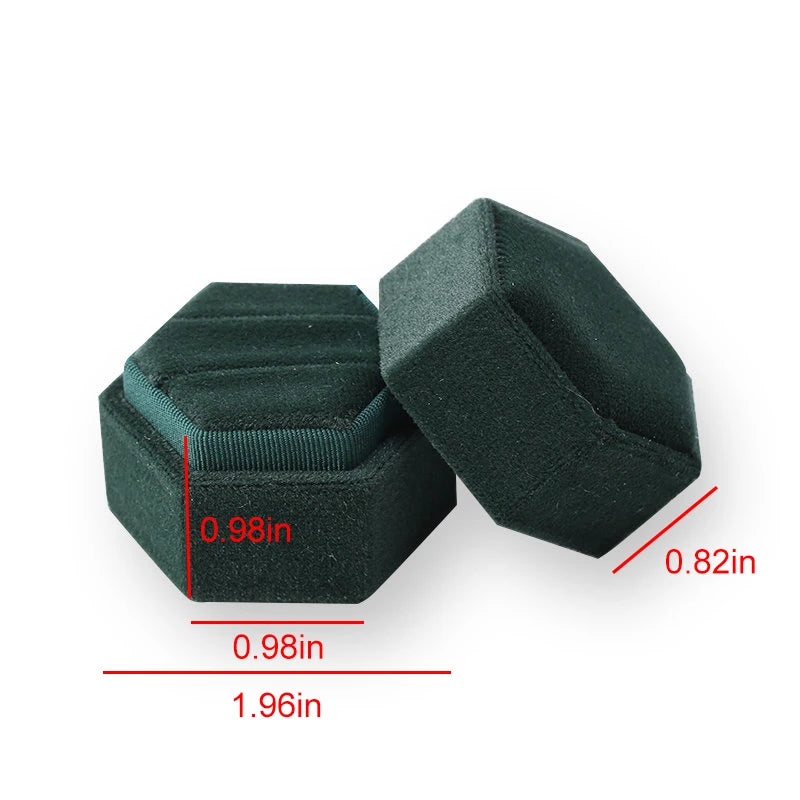 Velvet Jewelry Box Double Ring Storage Wedding Ring Display