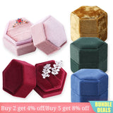Velvet Jewelry Box Double Ring Storage Wedding Ring Display
