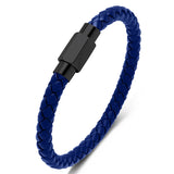 Stainless Steel Buckle Leather Braided Bracelet Hexagon Charm Bangle P651