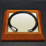 Stainless Steel Buckle Leather Braided Bracelet Hexagon Charm Bangle P651