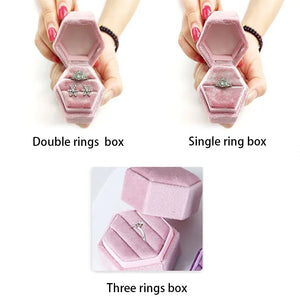 Hexagon Three Compartments Ring Box Wedding Engagement Ring Display Box