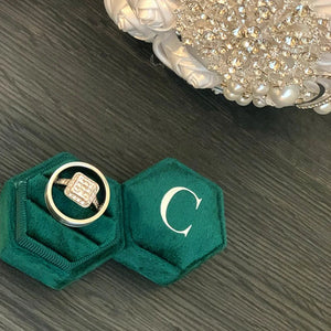 Personalized Hexagon Velvet Ring Box for Wedding Ceremony