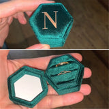 Personalized Hexagon Velvet Ring Box for Wedding Ceremony