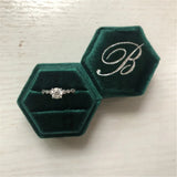 Personalized Hexagon Velvet Ring Box for Wedding Ceremony