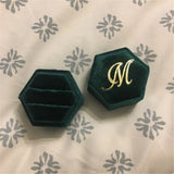 Personalized Hexagon Velvet Ring Box for Wedding Ceremony