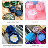 Hexagon Velvet Ring Box Double Ring Display Holder Wedding Ceremony
