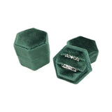 Hexagon Velvet Ring Box Double Ring Display Holder Wedding Ceremony