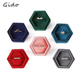 Hexagon Velvet Ring Box Display Holder for Wedding
