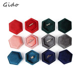 Hexagon Velvet Ring Box Display Holder for Wedding