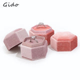 Hexagon Velvet Ring Box Display Holder for Wedding