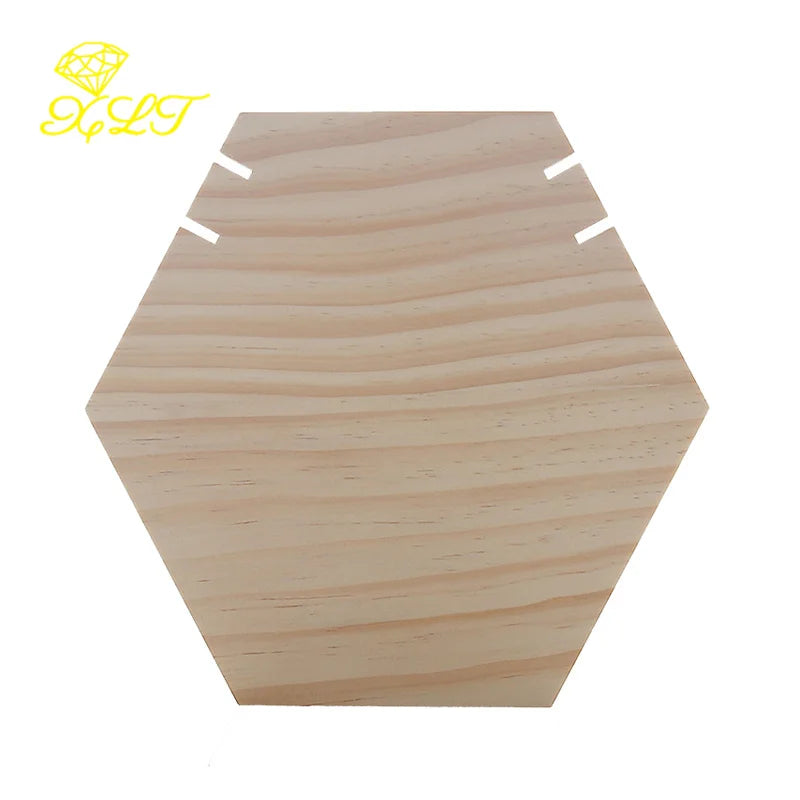 Hexagon Wooden Necklace Jewelry Rack Pendant Holder Jewelry Organizer