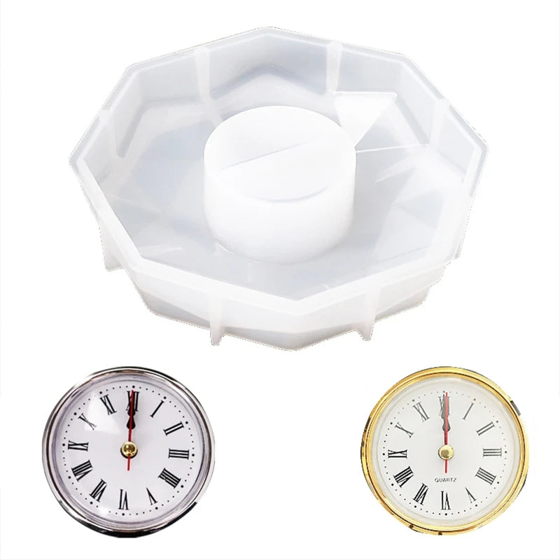 Hexagonal Clock Crystal Epoxy Resin Mold Wall Clocks Silicone Mould DIY Crafts