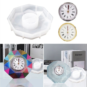 Hexagonal Clock Crystal Epoxy Resin Mold Wall Clocks Silicone Mould DIY Crafts