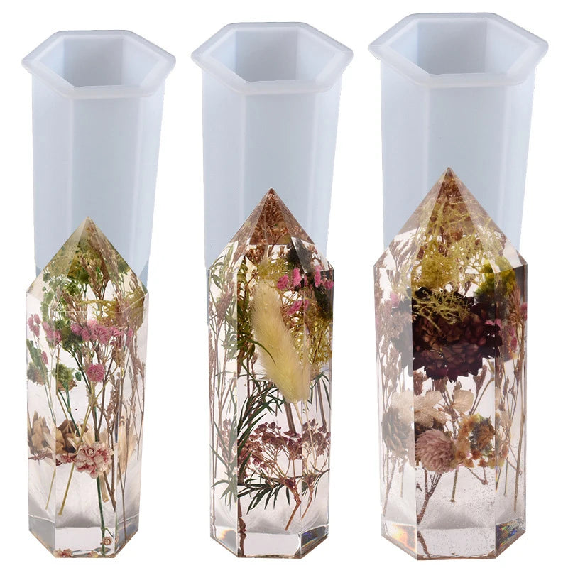 Hexagonal Cone Crystal Epoxy Resin Mold for DIY Crafts