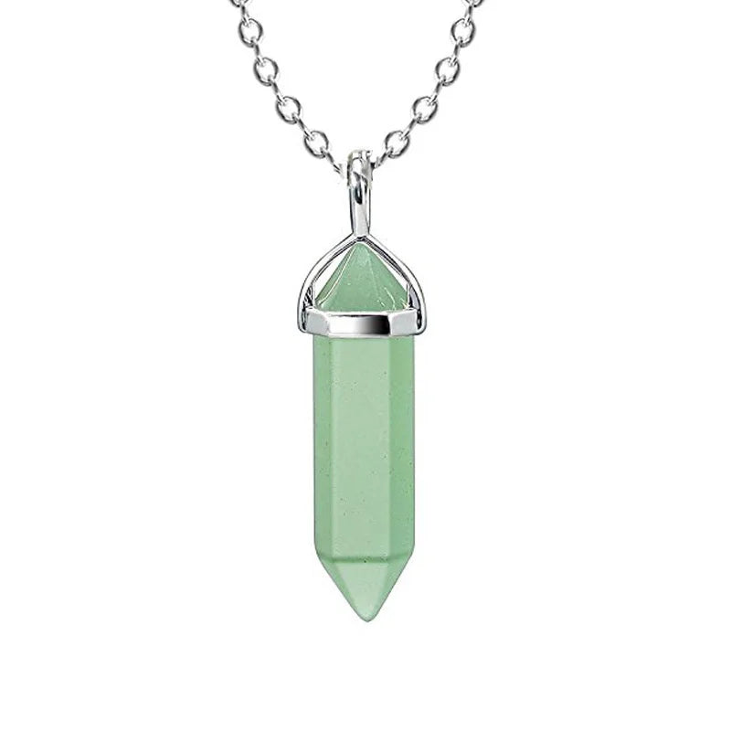 Hexagonal Crystal Pendant Necklace Reiki Multicolor