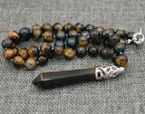 Hexagonal Tiger Eye Pendant Necklace
