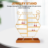 Hexagonal Jewelry Stand with Wooden Tray