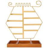 Hexagonal Jewelry Stand with Wooden Tray