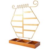 Hexagonal Jewelry Stand with Wooden Tray