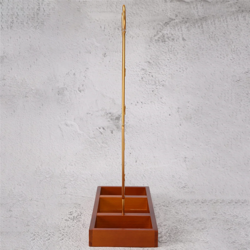 Hexagonal Jewelry Stand with Wooden Tray